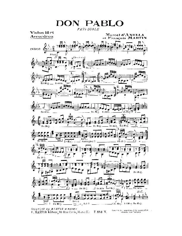 télécharger la partition d'accordéon Don Pablo (Paso Doble) au format PDF