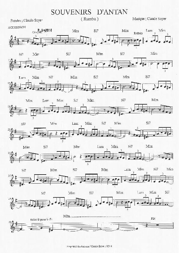 télécharger la partition d'accordéon Souvenirs d'Antan (Rumba) au format PDF