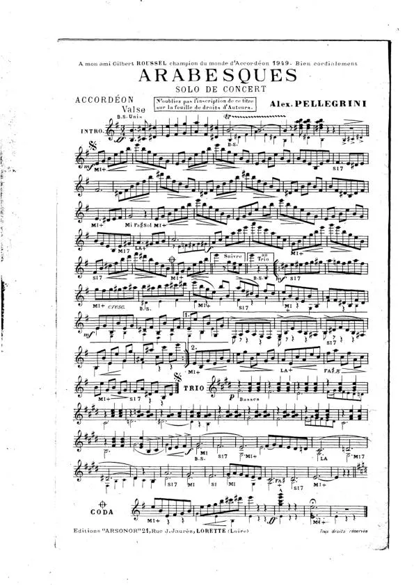 télécharger la partition d'accordéon Arabesques (Solo de Concert) (Valse) au format PDF