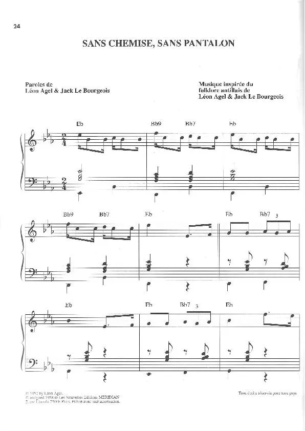 télécharger la partition d'accordéon Sans chemise Sans pantalon (Chant : Rika Zaraï) au format PDF