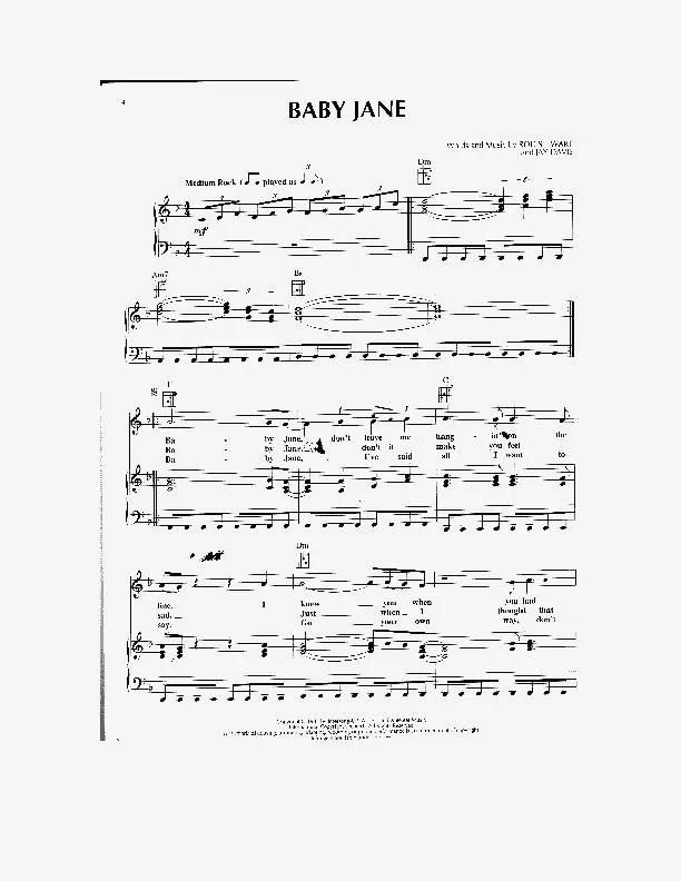 télécharger la partition d'accordéon Baby Jane (Rock) au format PDF