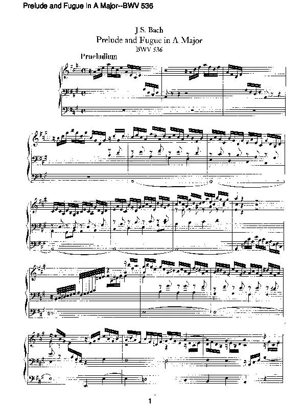 télécharger la partition d'accordéon Prelude and Fugue in A Major (BWV 536) (Orgue) au format PDF