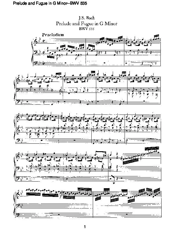 télécharger la partition d'accordéon Prelude and Fugue in G minor (BWV 535) (Orgue) au format PDF