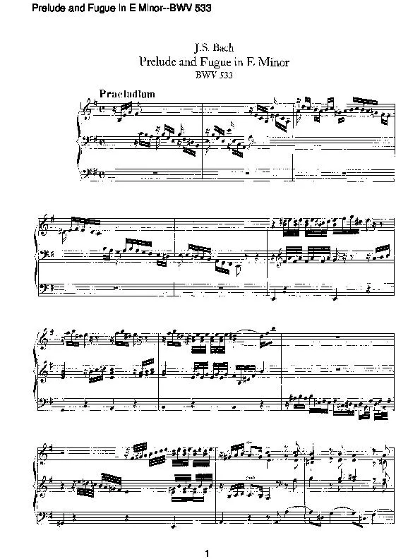 télécharger la partition d'accordéon Prelude and Fugue in E minor (BWV 533) (Orgue) au format PDF
