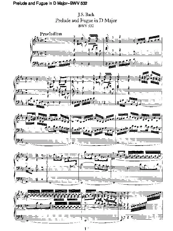 télécharger la partition d'accordéon Prelude and Fugue in D Major (BWV 532) (Orgue) au format PDF