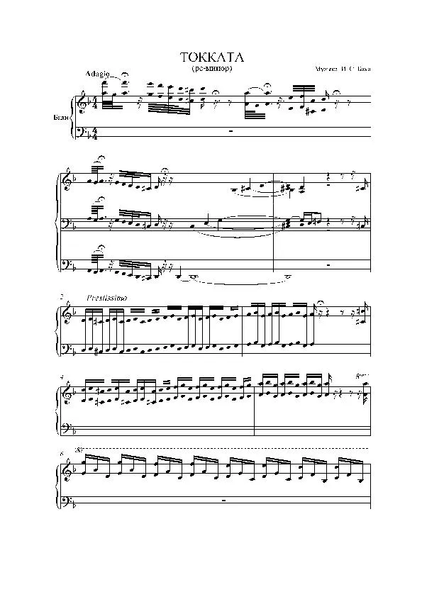 télécharger la partition d'accordéon Tokkata and Fugue in D minor (BWV 565) (Bayan) au format PDF
