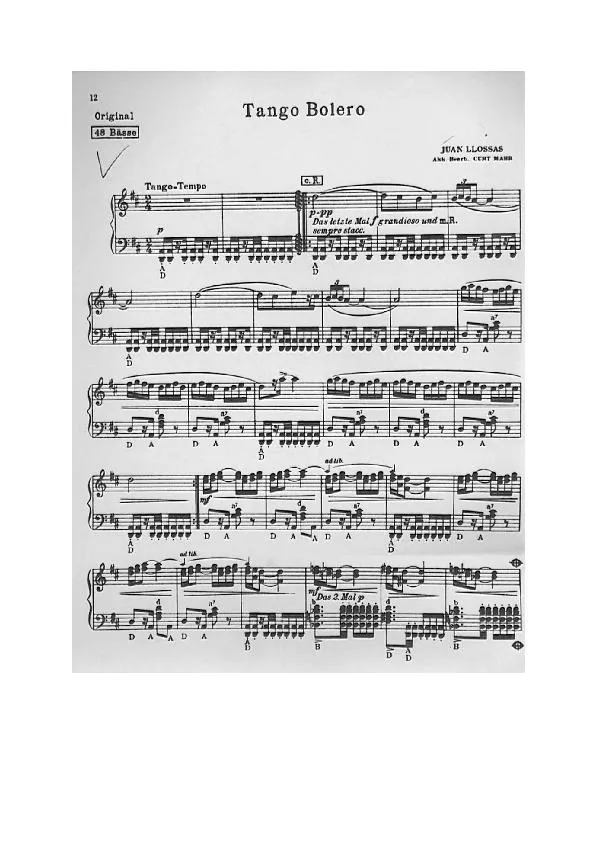 télécharger la partition d'accordéon Tango Boléro (Arrangement : Curt Mahr) (Original : 48 Bãsse) au format PDF