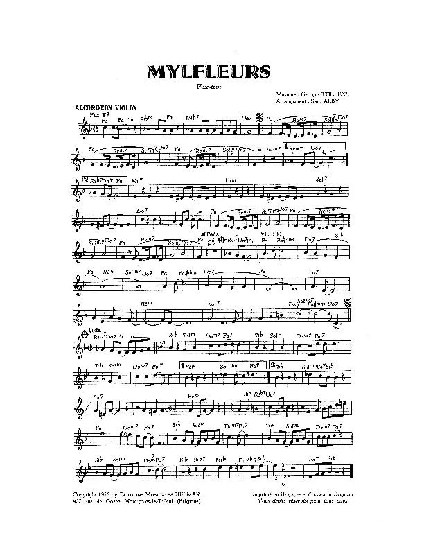 télécharger la partition d'accordéon Mylfleurs (Arrangement : Sam Alby) (Fox Trot) au format PDF
