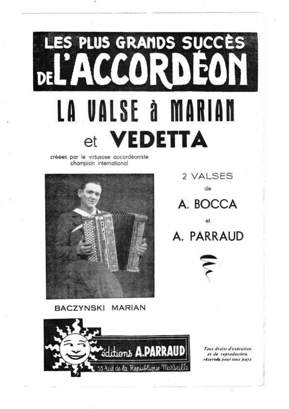 télécharger la partition d'accordéon La valse à Marian + Vedetta (Valse à Variations) au format PDF
