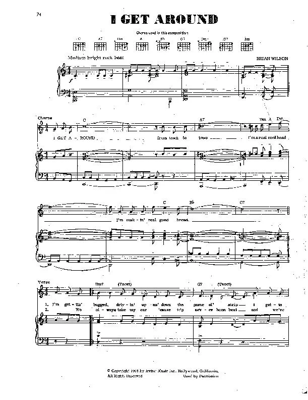 télécharger la partition d'accordéon I get around (Chant : Les Beach Boys) (Rock) au format PDF