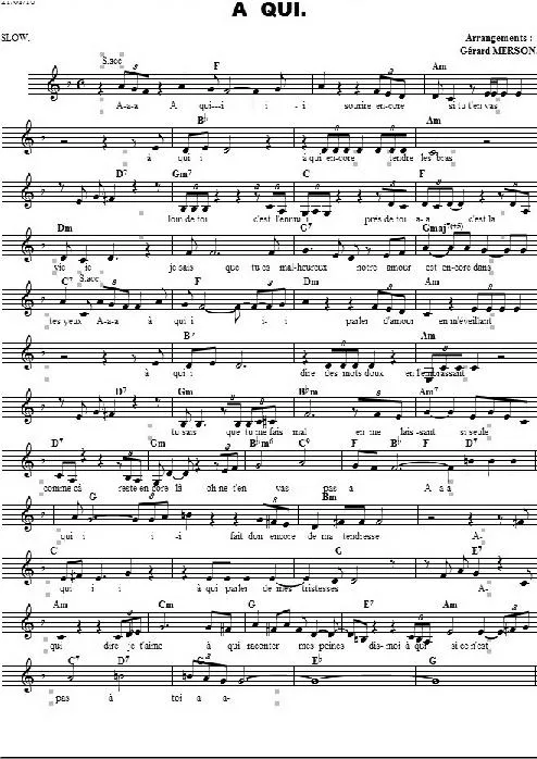 télécharger la partition d'accordéon A Qui (Arrangement : Gérard Merson) (Slow) au format PDF