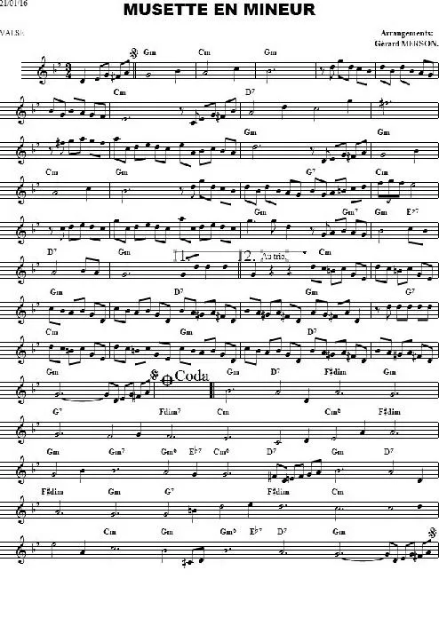 télécharger la partition d'accordéon Musette en mineur (Arrangement : Gérard Merson) (Valse) au format PDF