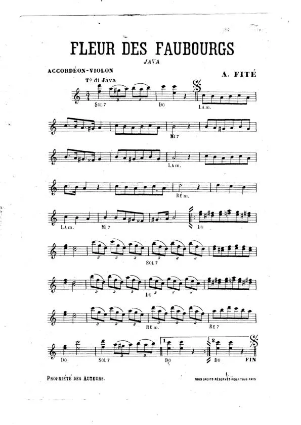 télécharger la partition d'accordéon Fleur des faubourgs (Sur la Chanson d'Honoré Raynaud) (Orchestration) (Java) au format PDF
