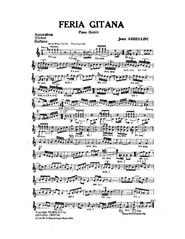 télécharger la partition d'accordéon Feria Gitana (Paso Doble) au format PDF