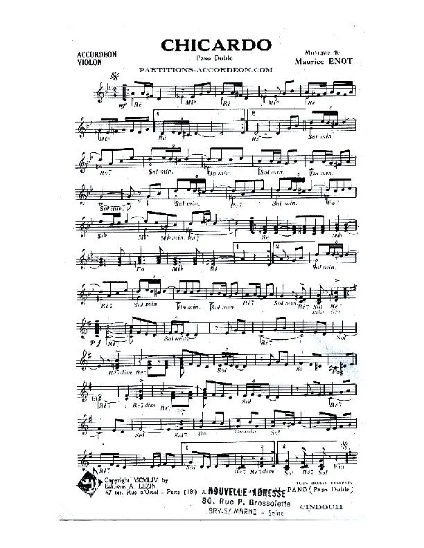 télécharger la partition d'accordéon Chicardo (Orchestration) (Paso Doble) au format PDF