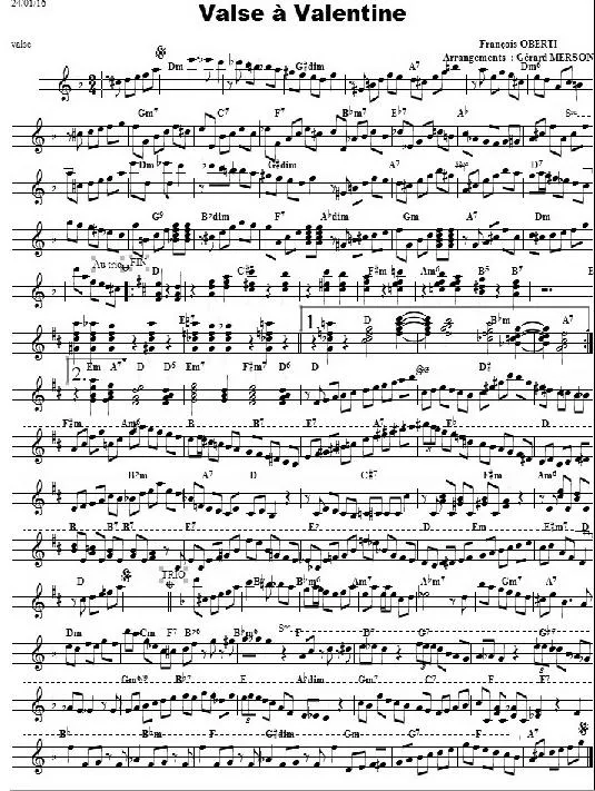 télécharger la partition d'accordéon Valse à Valentine (Arrangement : Gérard Merson) au format PDF