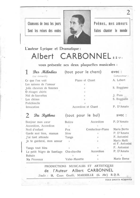 télécharger la partition d'accordéon Recueil 2 : L'Acteur Lyrique et Dramatique Albert Carbonnel vous présente : Du Rythme (Tout pour le bal) (10 Titres) au format PDF