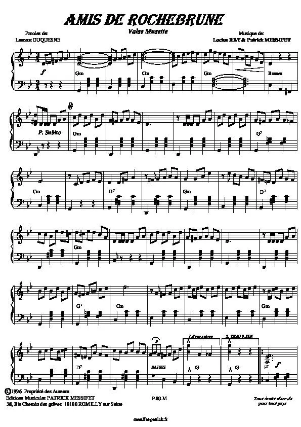 télécharger la partition d'accordéon Amis de Rochebrune (Valse Musette) au format PDF