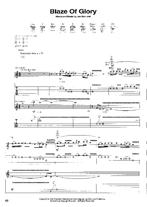 télécharger la partition d'accordéon Blaze Of Glory (Slow) + Tablature au format PDF