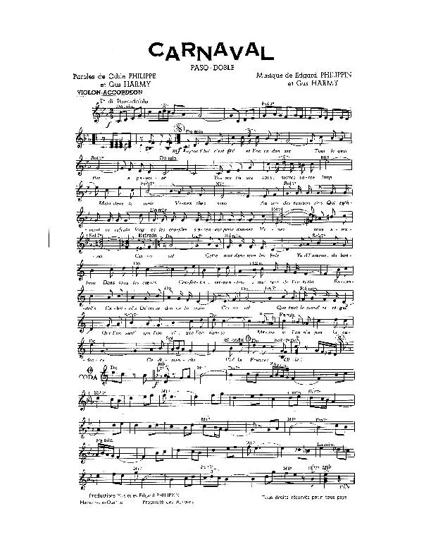 télécharger la partition d'accordéon Carnaval (Paso Doble) au format PDF