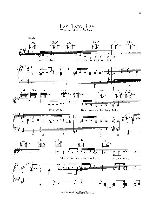télécharger la partition d'accordéon Lay Lady Lay (Slow) au format PDF