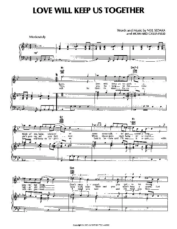 télécharger la partition d'accordéon Love will keep us together (Chant : Scorpions) au format PDF