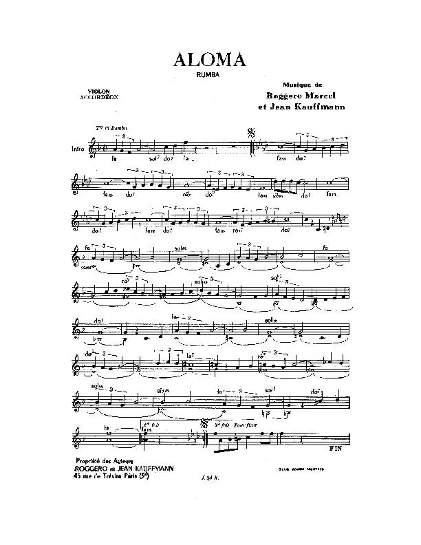 télécharger la partition d'accordéon Aloma (Rumba) au format PDF