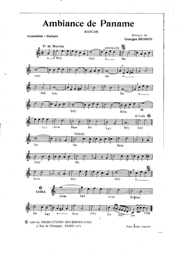 télécharger la partition d'accordéon Ambiance de Paname (Orchestration) (Marche) au format PDF
