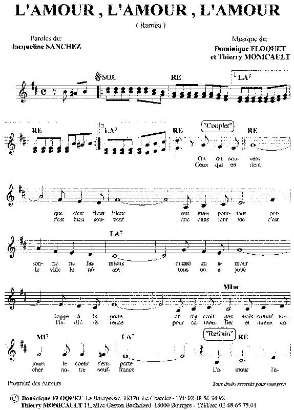 télécharger la partition d'accordéon L'amour L'amour L'amour (Rumba) au format PDF