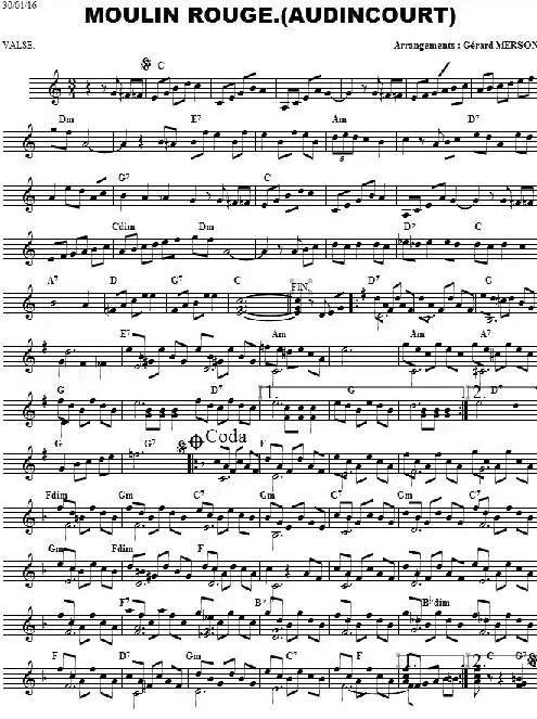 télécharger la partition d'accordéon Moulin rouge Audincourt au format PDF