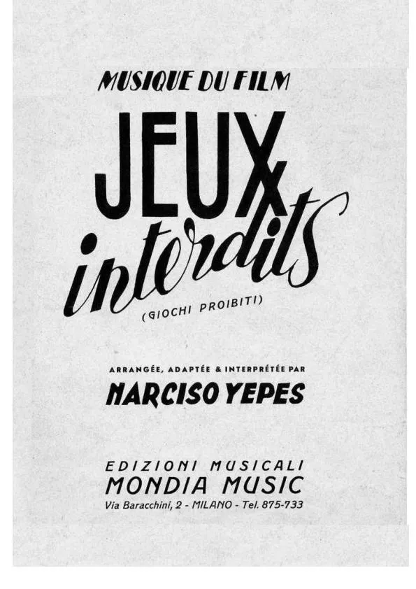 télécharger la partition d'accordéon Jeux interdits (Giochi Proibiti) (Arrangement : Narciso Yepes) (Romance) au format PDF
