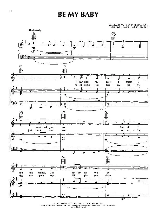 télécharger la partition d'accordéon Be my baby (Chant : The Ronettes) au format PDF