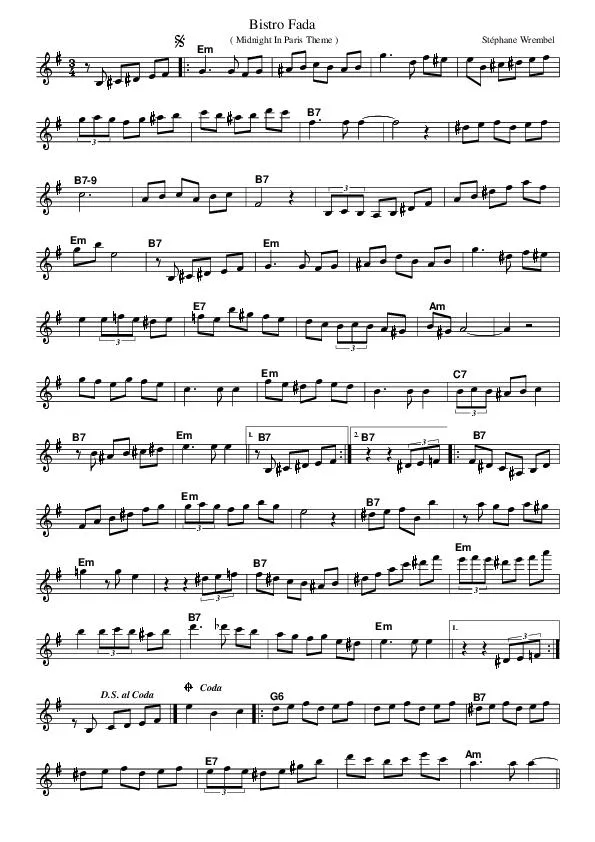 télécharger la partition d'accordéon Bistro Fada (Midnight in Paris Theme) au format PDF