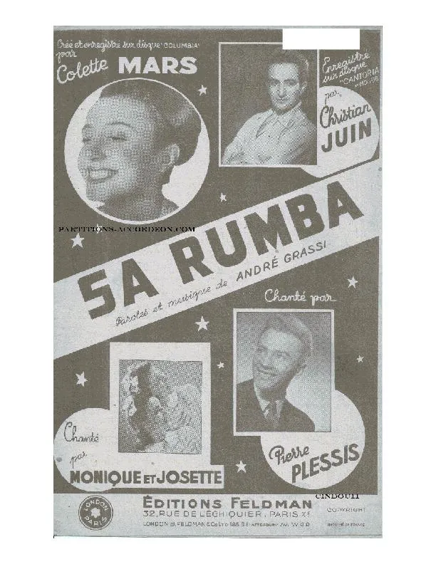 télécharger la partition d'accordéon Sa Rumba (Chant : Colette Mars / Christian Juin / Monique et Josette / Pierre Plessis) au format PDF