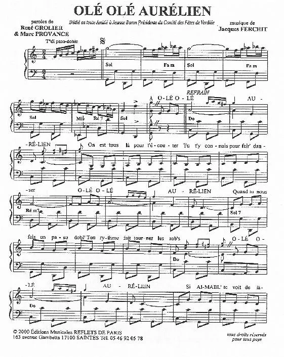 télécharger la partition d'accordéon Olé Olé Aurélien (Paso Doble) au format PDF