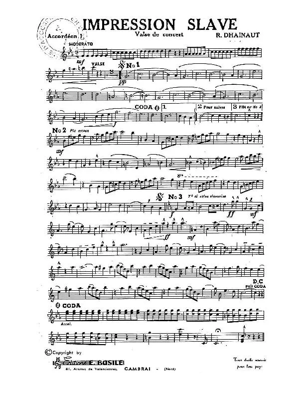 télécharger la partition d'accordéon Impression Slave (1er + 2ème + 3ème + 4ème Accordéon) (Valse de Concert) au format PDF