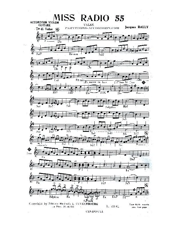 télécharger la partition d'accordéon Miss Radio 55 (Valse) au format PDF