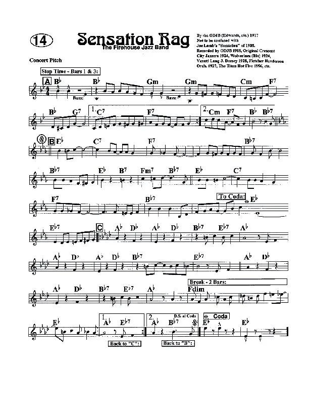 télécharger la partition d'accordéon Sensation Rag (The firehouse jazz band) au format PDF