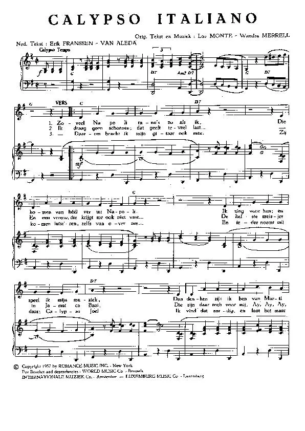 télécharger la partition d'accordéon Calypso Italiano au format PDF