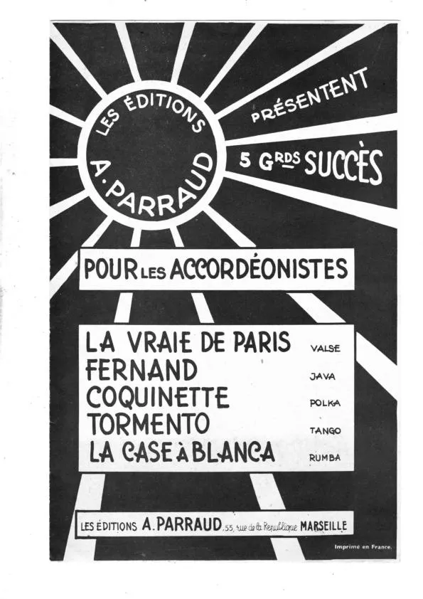 télécharger la partition d'accordéon Recueil : Les Editions Antoine Parraud Présentent 5 Grands Succès pour les Accordéonistes : La vraie de Paris + Fernand + Coquinette + Tormento + La case à Blanca (Valse + Java + Polka + Tango + Rumba) au format PDF