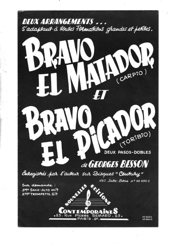 télécharger la partition d'accordéon Bravo el Matador (Carpio) (Orchestration) (Paso Doble) au format PDF