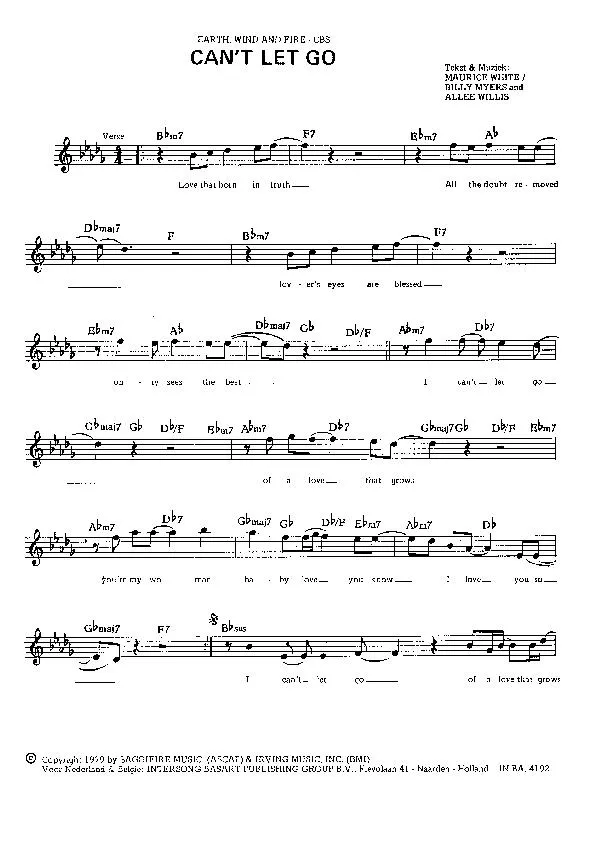 télécharger la partition d'accordéon Can't let go (Earth Wind and Fire) au format PDF