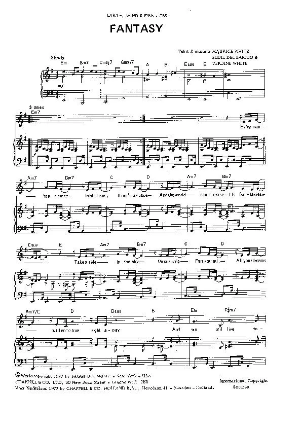 télécharger la partition d'accordéon Fantasy (Slow) (Earth Wind and Fire) au format PDF