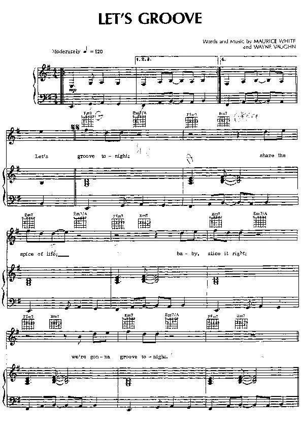 télécharger la partition d'accordéon Let's Groove au format PDF