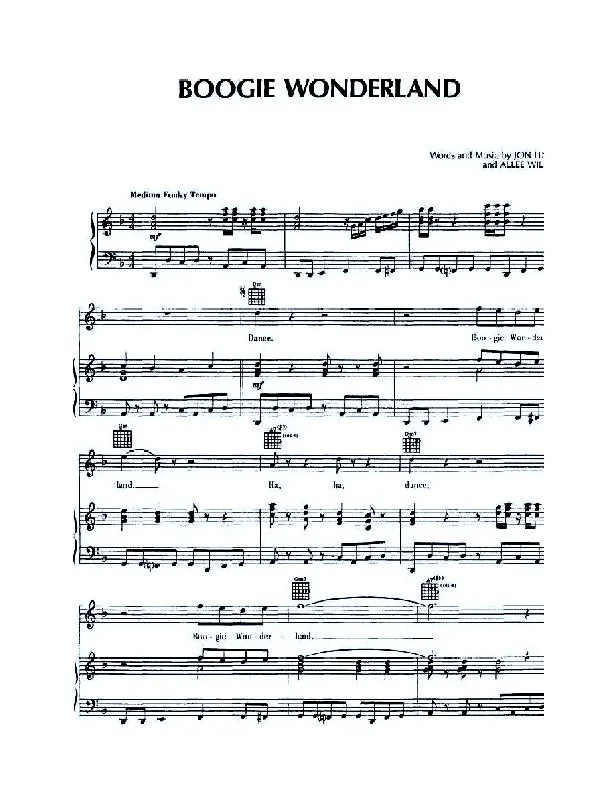 télécharger la partition d'accordéon Boogie wonderland (Chant : Eath Wind and Fire) au format PDF