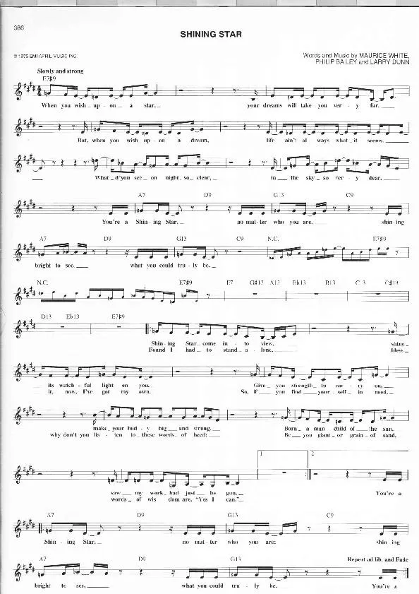 télécharger la partition d'accordéon Shining Star (Slow) au format PDF