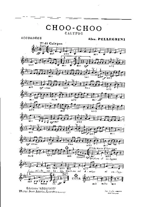télécharger la partition d'accordéon Choo Choo (Calypso) au format PDF