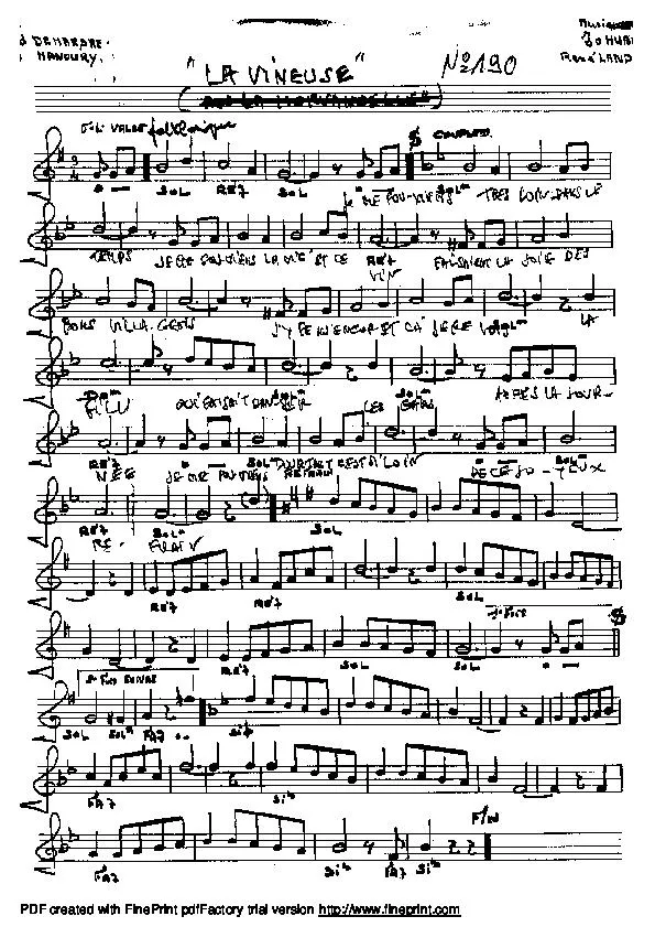 télécharger la partition d'accordéon La Vineuse (Valse Folklorique) (Manuscrite) au format PDF