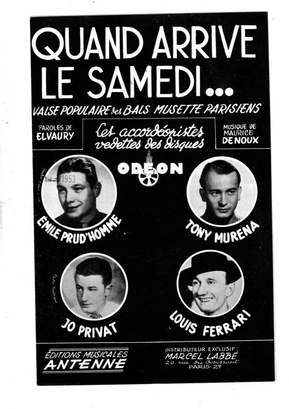 télécharger la partition d'accordéon Quand arrive le samedi (Valse Musette Chantée) au format PDF