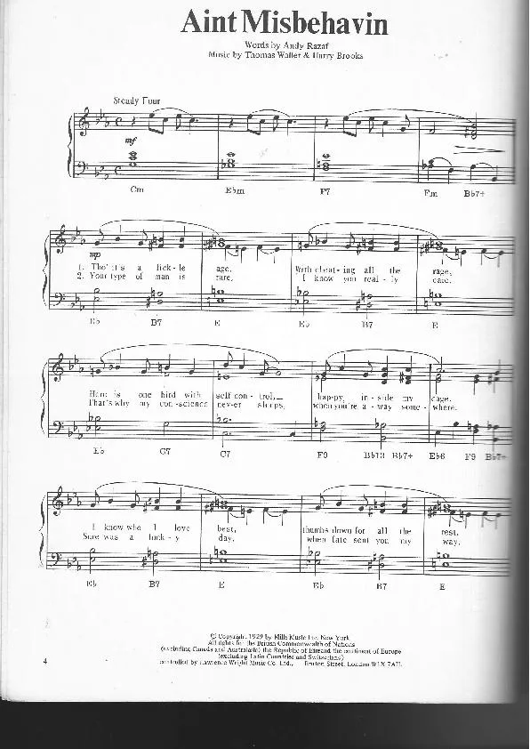 télécharger la partition d'accordéon Ain't Misbehavin au format PDF